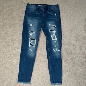 American Eagle Blue Ripped Skinny Jeans